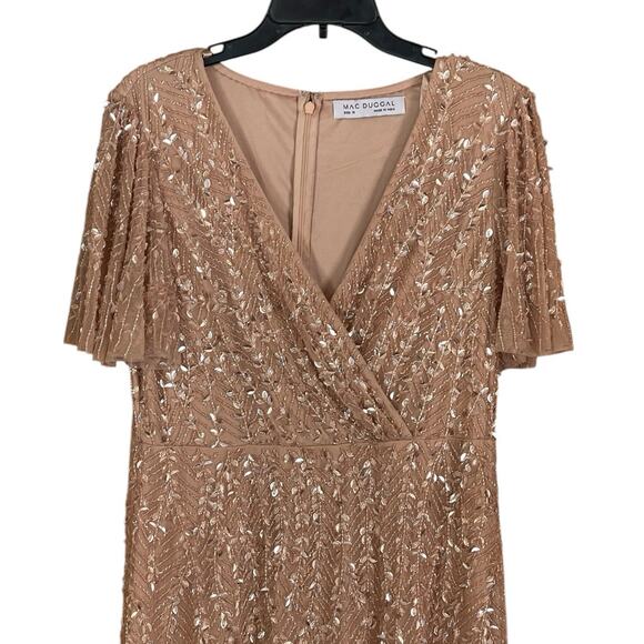 Mac Duggal NEW Size 10 Style 35109 Pink Embellished Flutter Sleeve Gown NWT - Picture 6 of 11